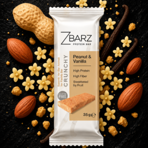 Baton proteinowy crunchy z sezamem, wanilią i orzeszkami ziemnymi (35g)