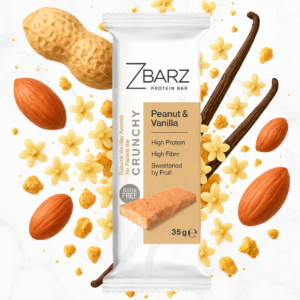 Baton proteinowy crunchy z sezamem, wanilią i orzeszkami ziemnymi (35g)